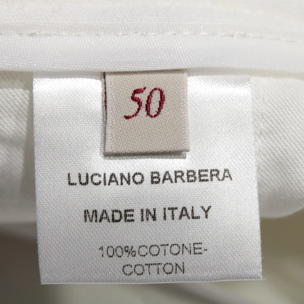 Luciano Barbera NWT Chinos / Casual Pants Size 50 (US 34) in White 100% Cotton